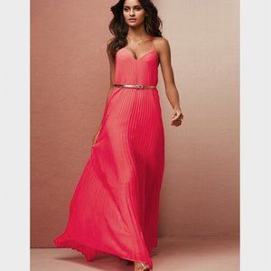 Victoria's Secret knife-pleat Maxi Dress, Neon Pink/Coral, Women's Size Small